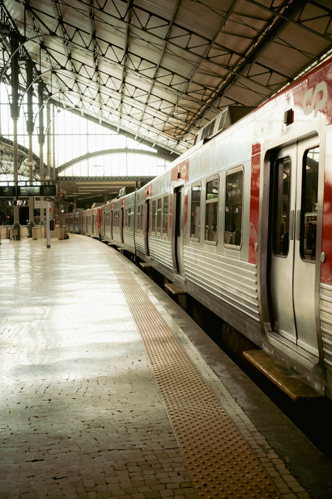 Metro train station platform in a Portuguese city