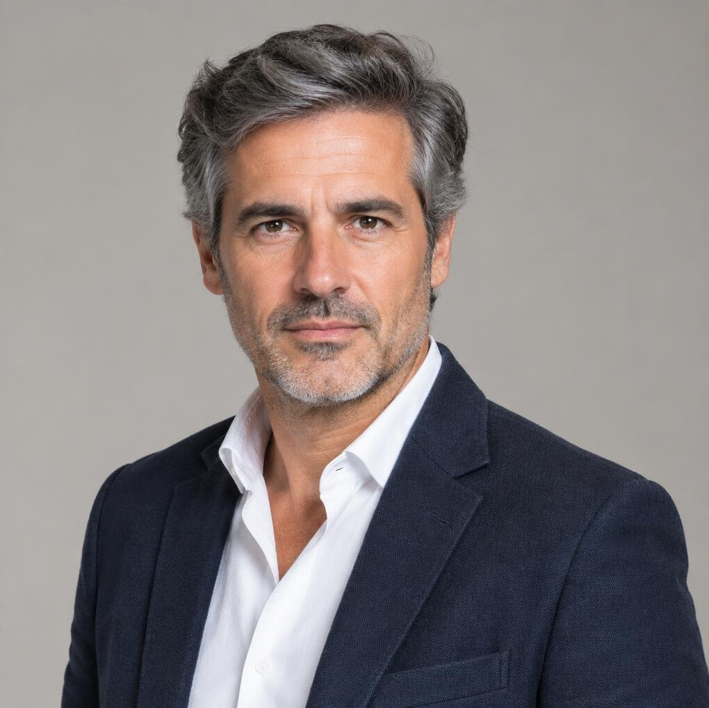 Studio portrait of a Portuguese man in his 40s